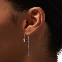 C LUXE by Claire's Sterling Silver Cubic Zirconia Pink Baguette Threader Earrings