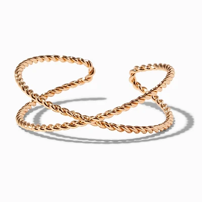 Gold-tone Twisted Rope X Cuff Bracelet 