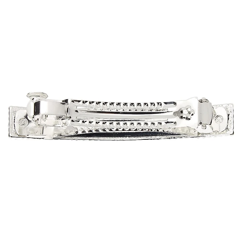 Silver Rhinestone Rectangle Hair Barrette
