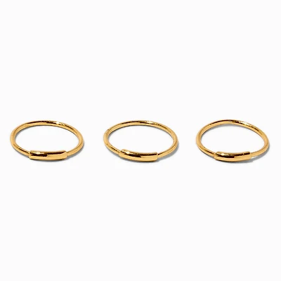 22G Gold-tone Sterling Silver Bar Hoop Nose Rings - 3 Pack