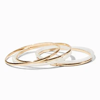 Gold-tone & Clear Resin Bangle Bracelets - 5 Pack