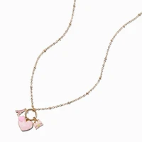 Pink Heart Cluster Charm Pendant Necklace