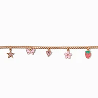 Gold-tone Strawberry Charm Curb Bracelet