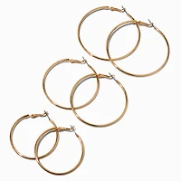 Gold-tone 40mm 50mm, & 60mm Graduated Hoop Earrings