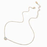 Gold-tone Cubic Zirconia Round Pendant Necklace