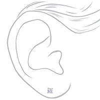 Silver-tone Cubic Zirconia 4mm Square Stud Earrings