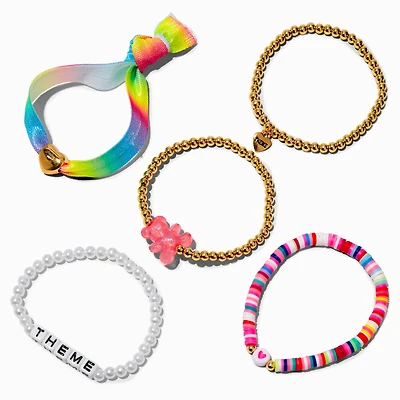 T H E M E x Claire's Rainbow Glow in the Dark Bracelet Set - 5 Pack