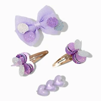 Claire's Club Purple Paillette Mixed Hair Clips Set - 4 Pack