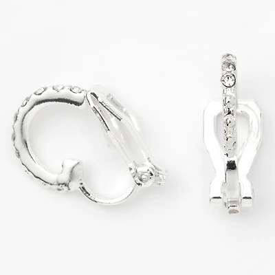 Silver-tone 10mm Crystal Clip-On Earrings