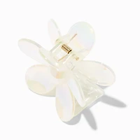 White Iridescent Medium Flower Hair Claw