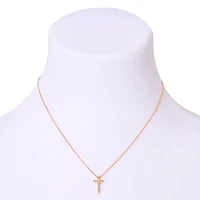 Gold-tone Crystal Cross Pendant Necklace
