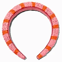 Pink & Orange Striped Rattan Headband