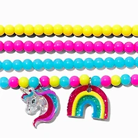 Claire's Club Rainbow Charm Seed Bead Stretch Bracelets - 4 Pack