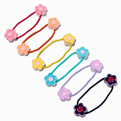 Claire's Club Bright Flower Charm Hair Ties - 6 Pack