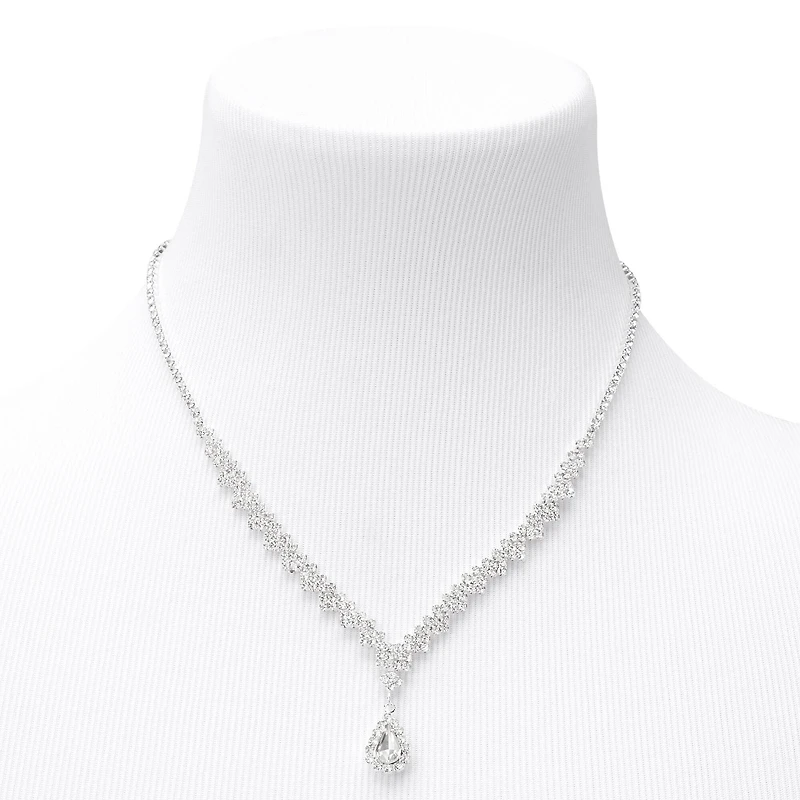 Silver Cubic Zirconia Teardrop Jewelry Set - 3 Pack