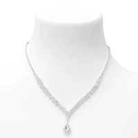 Silver Cubic Zirconia Teardrop Jewelry Set - 3 Pack