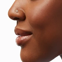 18G Gold-tone Titanium Flower, Heart & Star Nose Studs - 3 Pack