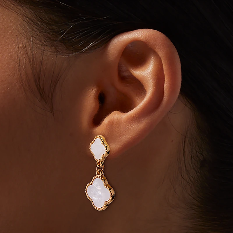 White Clover Drop Earrings