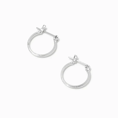 Silver-tone 15mm Square Edge Hoop Earrings