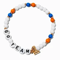 White ''Go Team'' Beaded Stretch Bracelet