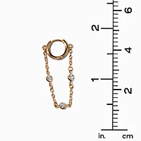 Gold-tone Cubic Zirconia Stacked Dangle Huggie Hoop Earrings