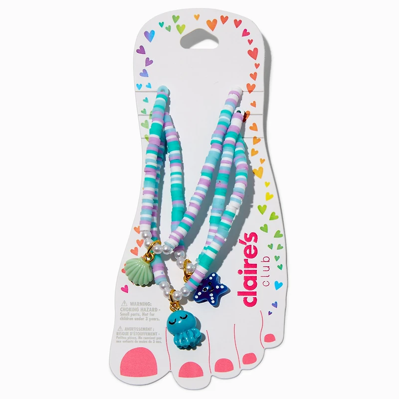 Claire's Club Sea Life Stretch Anklets - 3 Pack