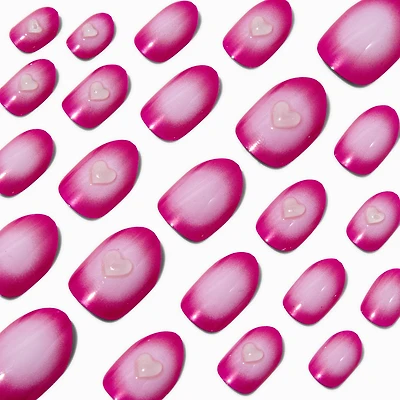 Pink Radiating Heart Stiletto Press On Vegan Faux Nail Set - 24 Pack