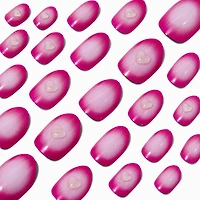 Pink Radiating Heart Stiletto Press On Vegan Faux Nail Set - 24 Pack