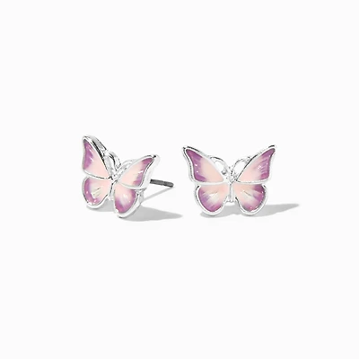 Pink & Purple Ombré Butterfly Stud Earrings