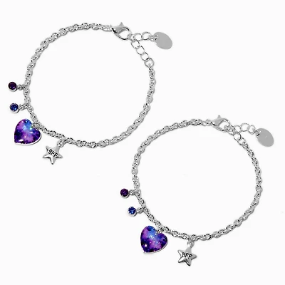 Best Friends Galaxy Heart Chain Bracelets - 2 Pack