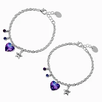 Best Friends Galaxy Heart Chain Bracelets - 2 Pack