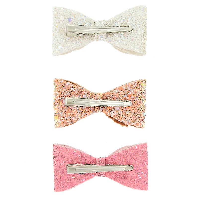 Claire's Club Glitter Bow Hair Clips - 3 Pack