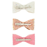 Claire's Club Glitter Bow Hair Clips - 3 Pack