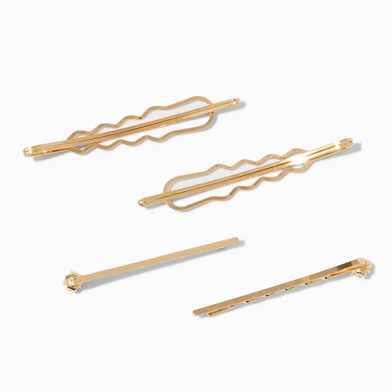 Gold-tone Twisted Crystal Hair Pins - 4 Pack
