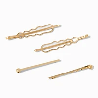 Gold-tone Twisted Crystal Hair Pins - 4 Pack