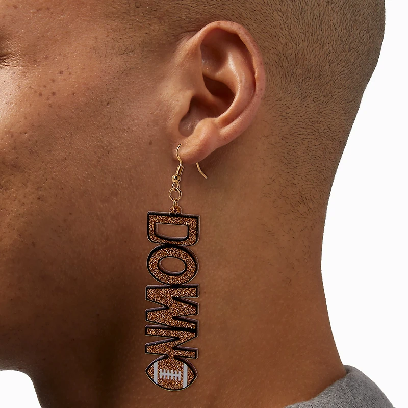 "Touch Down" Glitter Football Drop Earrings