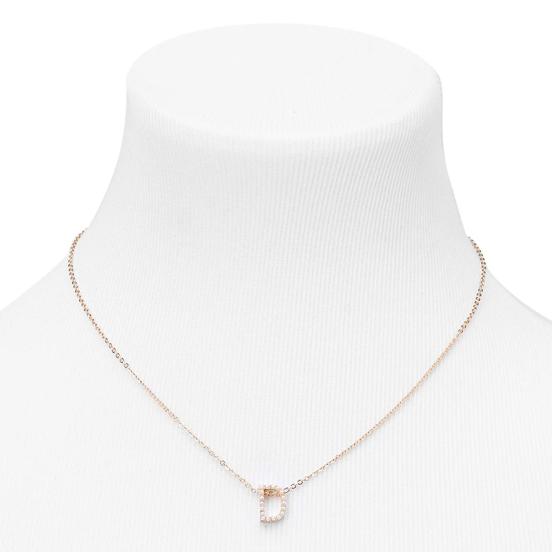 Gold Pearl Initial Chain Necklace - D