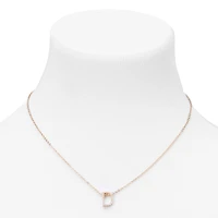 Gold Pearl Initial Chain Necklace - D