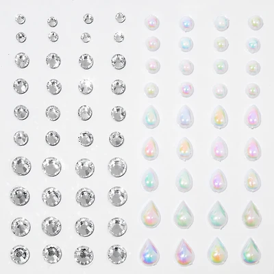 Teardrop Mermaid Iridescent Hair Gems  - 80 Pack 
