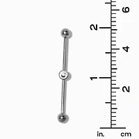 Silver-tone Titanium Crystal 14G Industrial Bar 