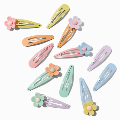 Pastel Daisy Snap Hair Clips - 12 Pack