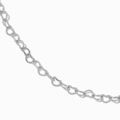 Silver-tone Heart Link Chain Necklace