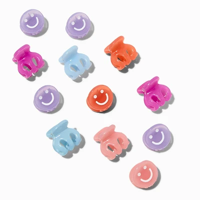 Pastel Happy Face Mixed Mini Hair Claws - 12 Pack