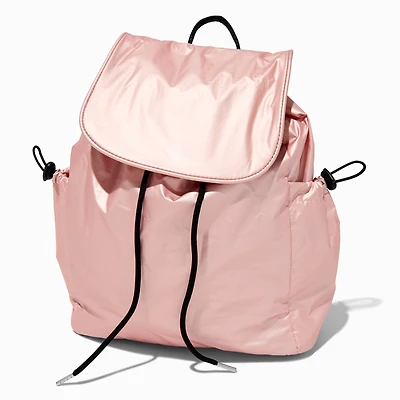 Pink Nylon Flap Backpack