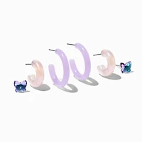 Purple Hoops Earring Stackables Set - 3 Pack