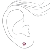 Pink Cubic Zirconia 5mm Round Stud Earrings