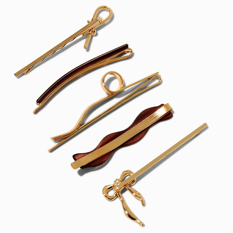 Gold-tone & Tortoiseshell Hair Pins - 5 Pack