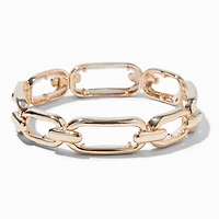 Gold-tone Rectangular Chain Link Stretch Bracelet