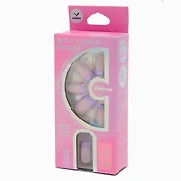 Holographic Purple French Tip Medium Square Vegan Faux Nail Set - 24 Pack