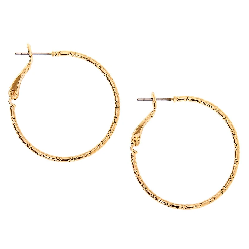 Gold-tone 30mm Textured Hoop Earrings